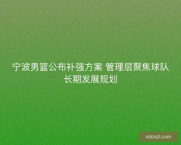 宁波男篮公布补强方案 管理层聚焦球队长期发展规划