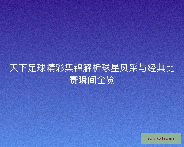 天下足球精彩集锦解析球星风采与经典比赛瞬间全览