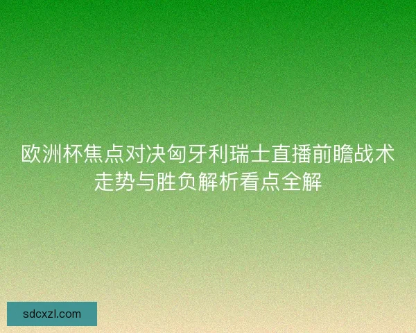 欧洲杯焦点对决匈牙利瑞士直播前瞻战术走势与胜负解析看点全解