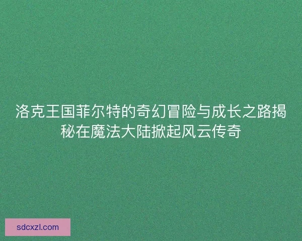 洛克王国菲尔特的奇幻冒险与成长之路揭秘在魔法大陆掀起风云传奇