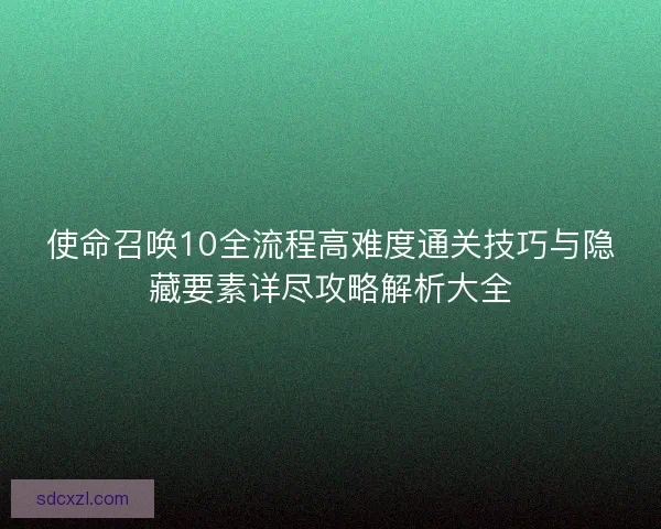 使命召唤10全流程高难度通关技巧与隐藏要素详尽攻略解析大全 使命召唤10全流程高难度通关技巧与隐藏要素详尽攻略解析大全